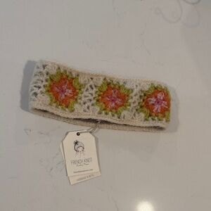French Knot | Handmade Knit Headband - Cream, Green, Orange